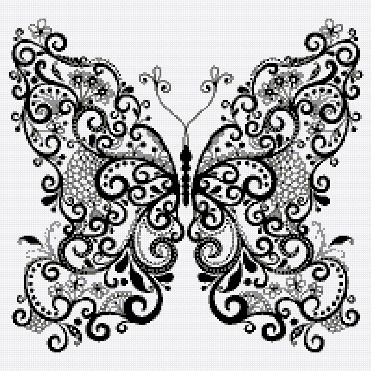 MARIPOSA MONOCROMATICA - 200 x 200 cruces - предпросмотр