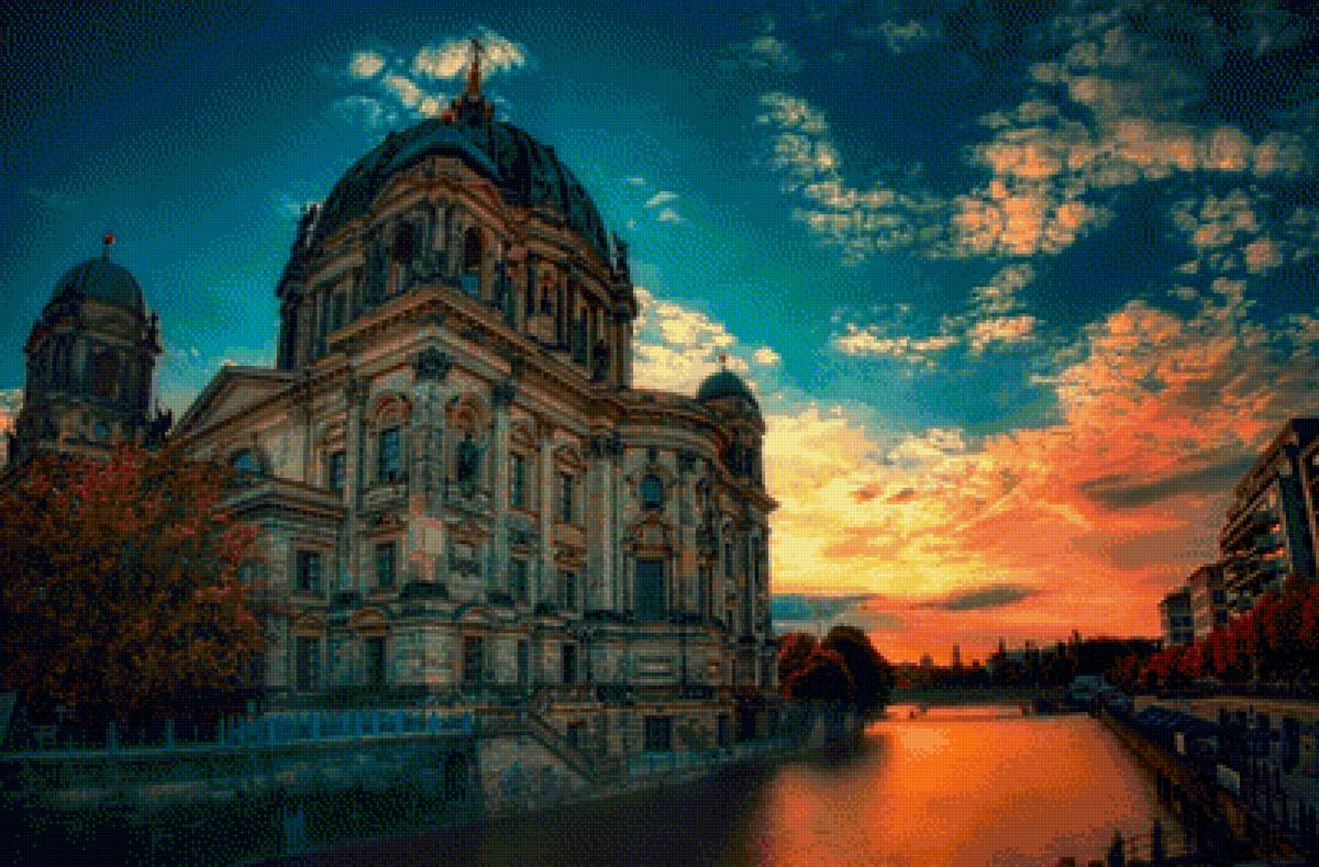 Закат в Венеции - венеция, собор, закат - предпросмотр