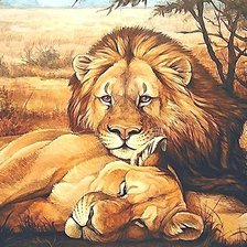 Схема вышивки «львы»