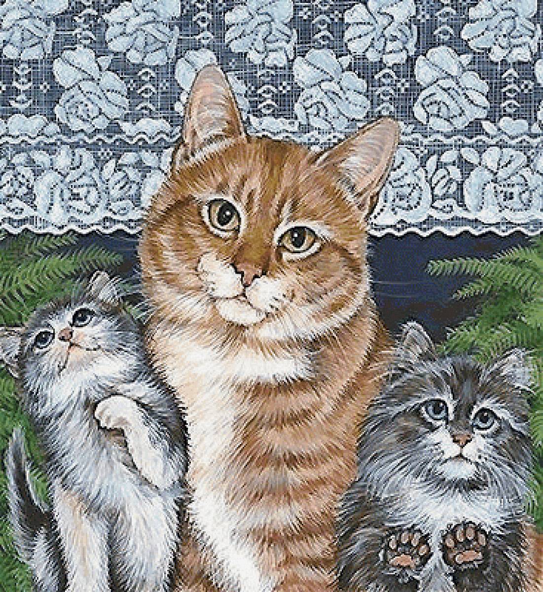 кошка с котятами - мир животных - предпросмотр