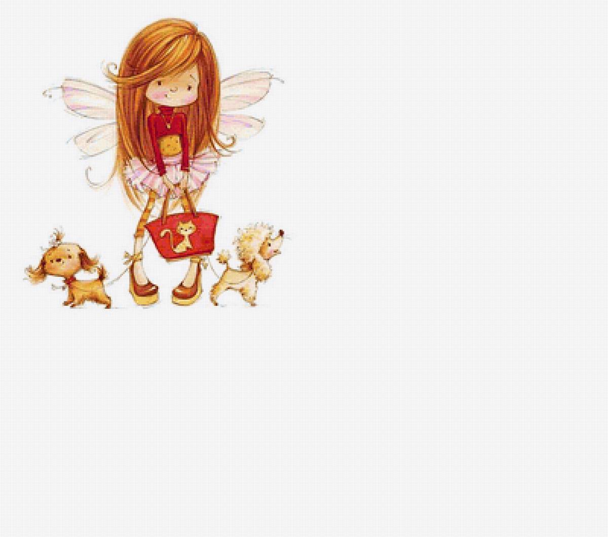 Феечка 1 /размер 196 х 205 крест с хорошим качеством/ - дети, сказка, девочка, собачка - предпросмотр