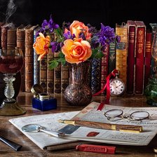 Схема вышивки «Цветы и книги»