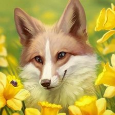 Схема вышивки «Лисичка в цветах»