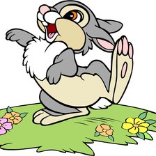 Схема вышивки «зайка на лужайке»