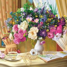 Схема вышивки «Цветы у окна»