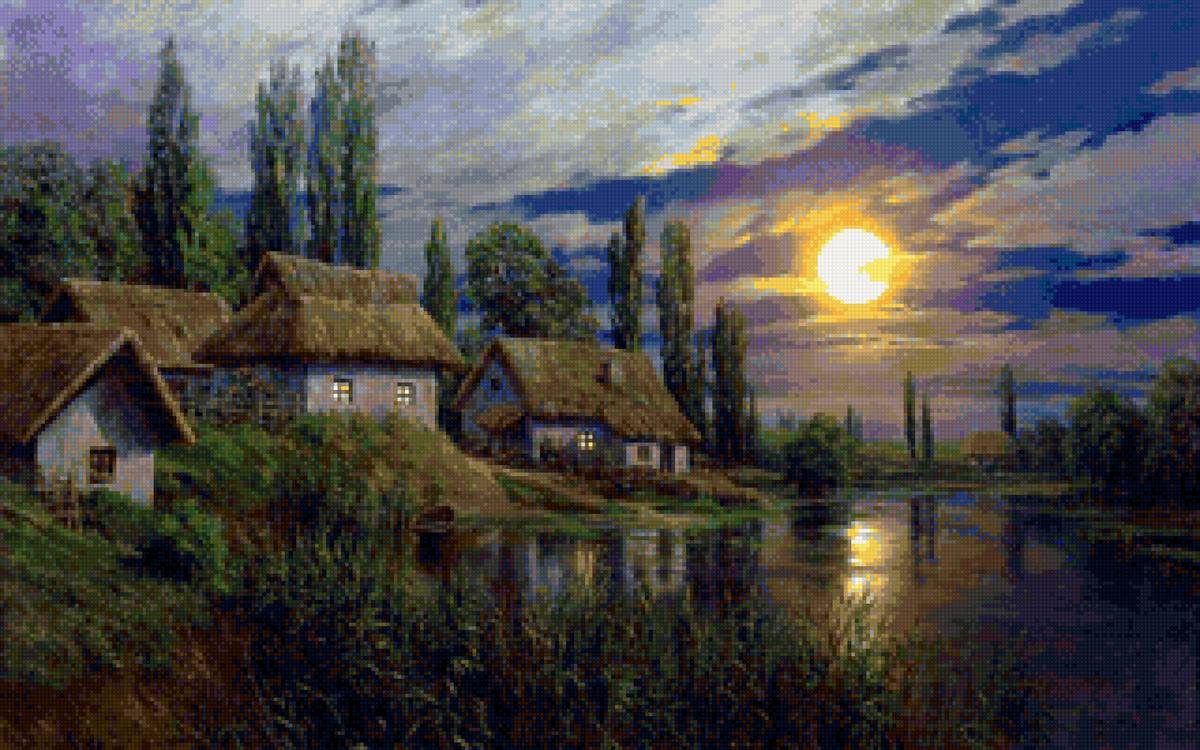 Полнолуниe на Украине. - пейзаж, лето, ночь, луна - предпросмотр