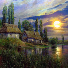 Схема вышивки «Полнолуниe на Украине.»