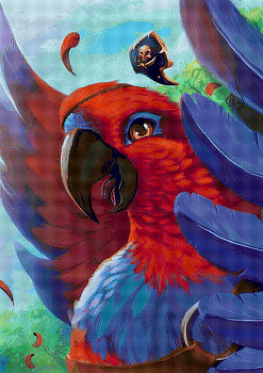 Попугай - рисунок, попугай, птица - предпросмотр