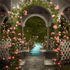 Схема вышивки «Беседка у пруда»