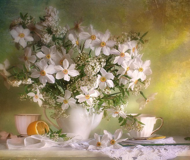 Белые цветы - цветы, букет, натюрморт - оригинал