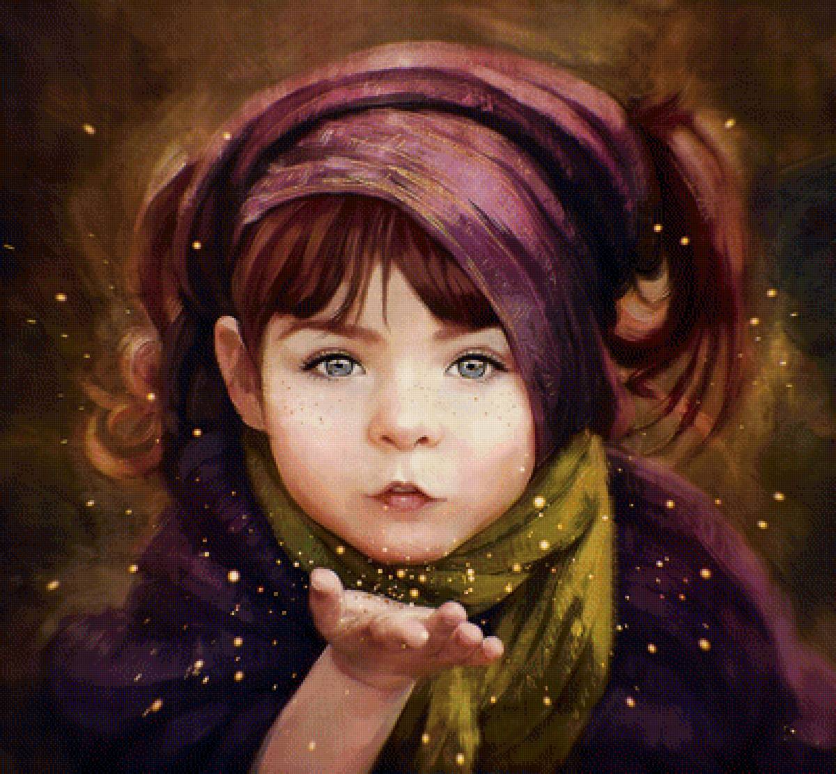 Девочка - рисунок, девочка, портрет - предпросмотр