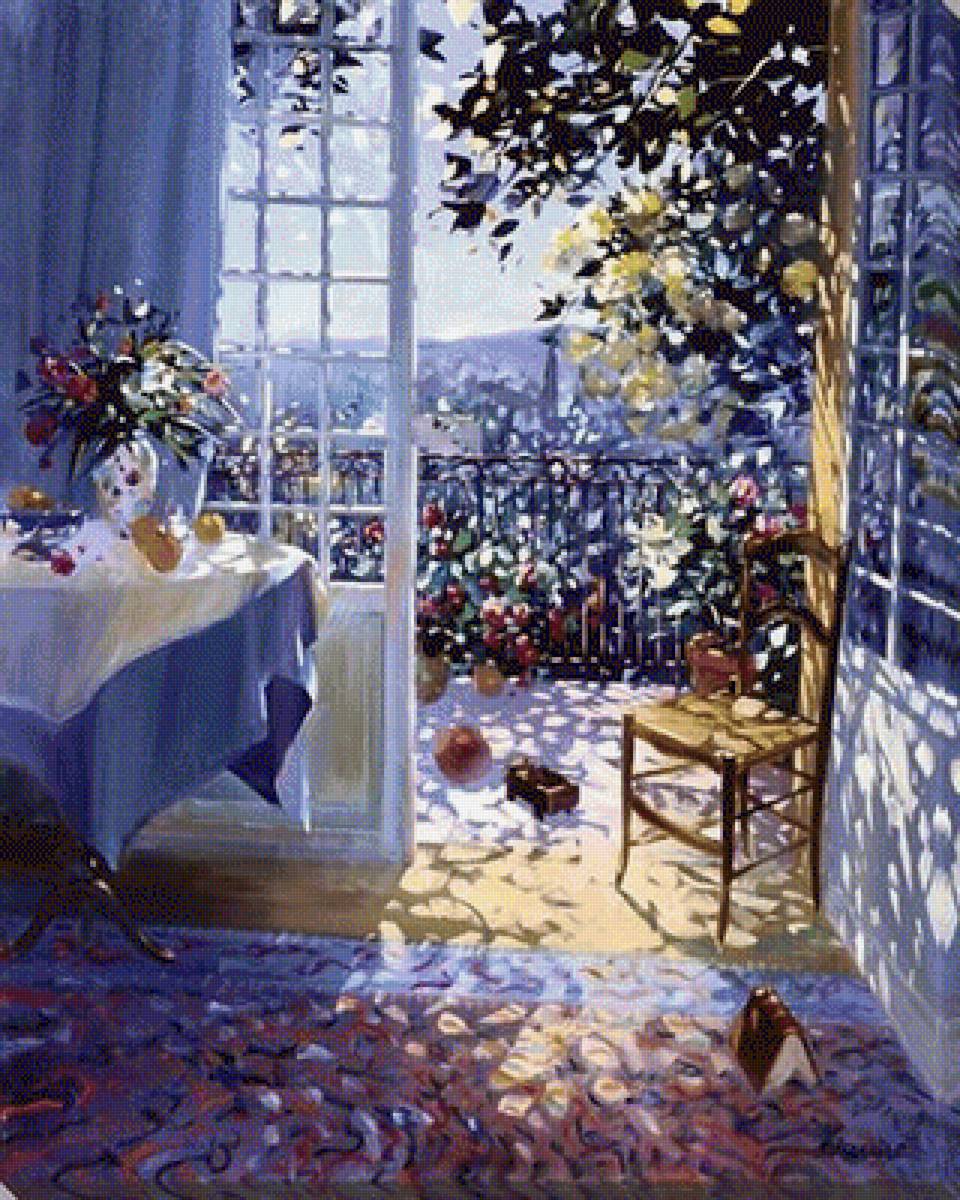 Летний вечер - картина, окно - предпросмотр