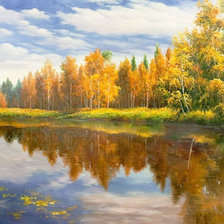 Схема вышивки «Худ. Ромм Ал-др. Осень оказалась златокудрой»