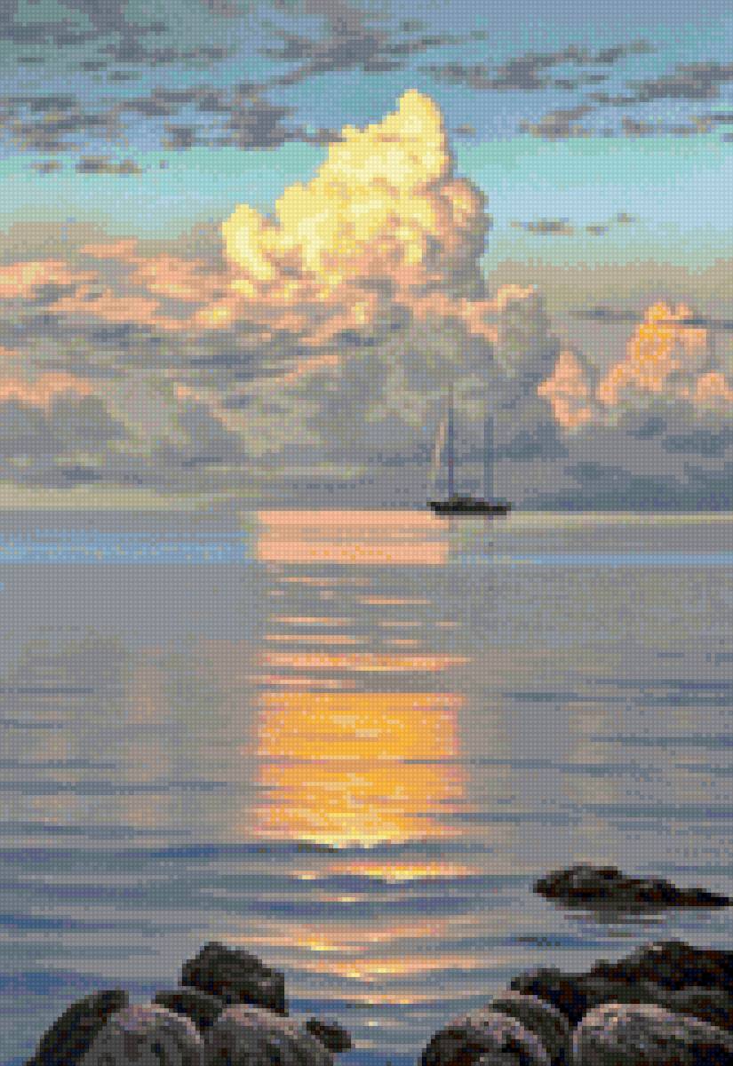 Сияющее облако - пейзаж, парусник, море - предпросмотр