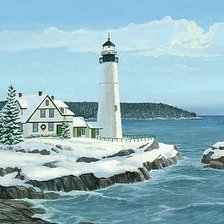 Схема вышивки «Маяк зимой»