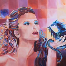 Схема вышивки «Девушка и дракончик»