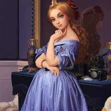 Схема вышивки «Девушка у зеркала»