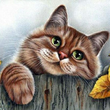 Схема вышивки «Котейка мечтает»