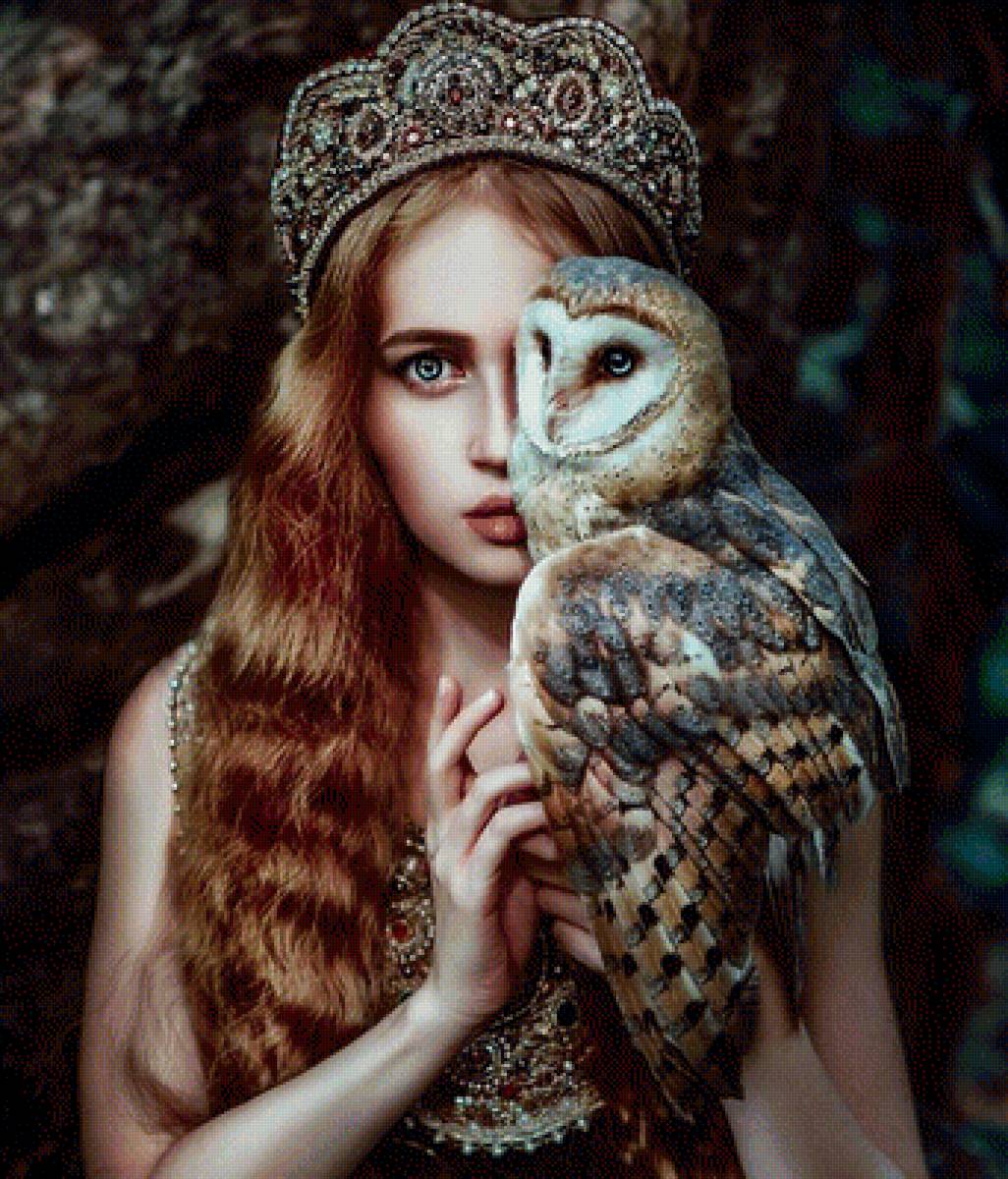 Девушка и сова - девушка и сова - предпросмотр