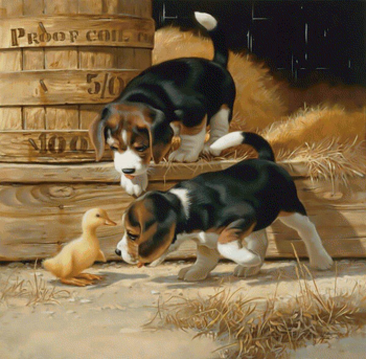 Щенки и утёнок - щенки утенок - предпросмотр