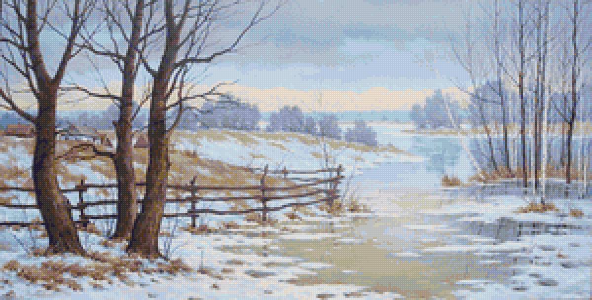 Худ. Тарасенко Алексей - природа, вода, снег, пейзаж весна - предпросмотр