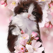 Котёнок в цветах