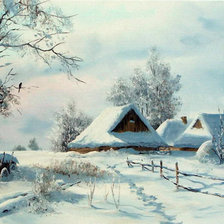 Схема вышивки «Зимняя деревенька /худ. Марек Щепаняк/»