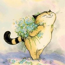 Схема вышивки «котик и букетик»