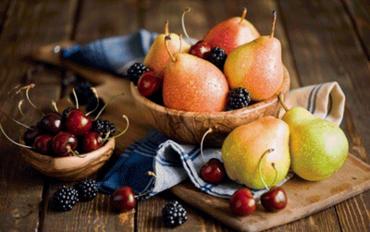 Натюрморт - фрукты, груши, вишня, ежевика, натюрморт - предпросмотр