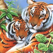 Схема вышивки «тигры»