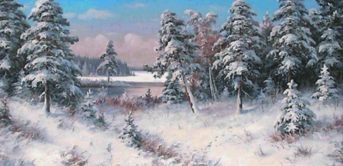 картина - зима, лес - предпросмотр