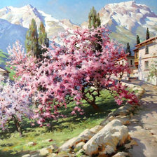 Схема вышивки «Весна в горах»