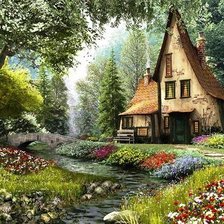 Схема вышивки «Домик в лесу»