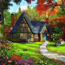 Схема вышивки «Домик в лесу»