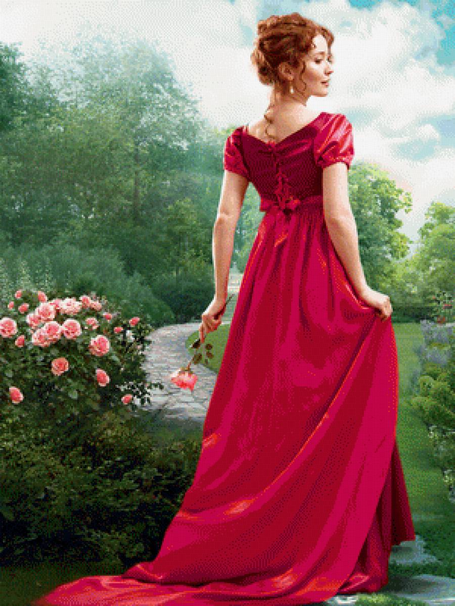 В саду - леди, сад, цветы, девушка, розы - предпросмотр