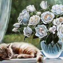 Схема вышивки «Дремлющий котик»