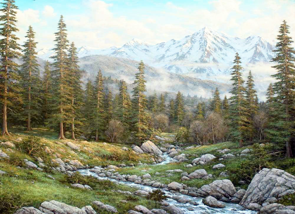 Хребет Аибга - горы, пейзаж, сосны, природа - оригинал