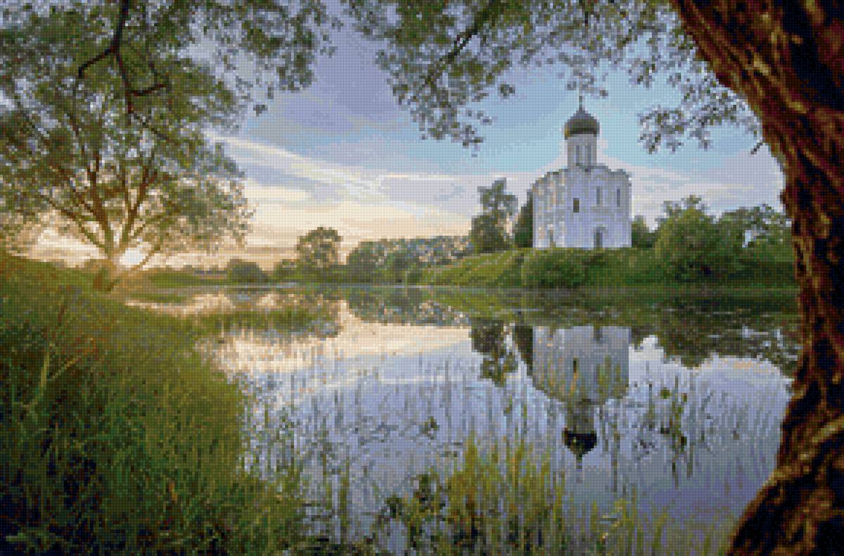 №1904067 - природа, река, церковь, пейзаж, лето - предпросмотр