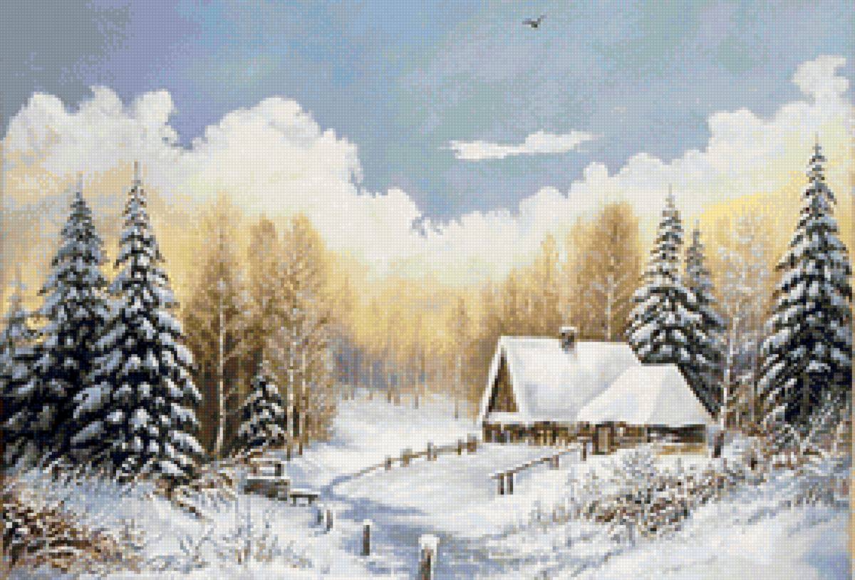 Худ. Чеслав Швайкош - лес, снег, пейзаж зима, природа - предпросмотр