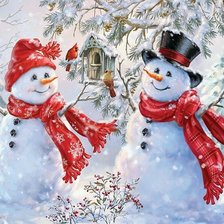 Схема вышивки «Снеговички»