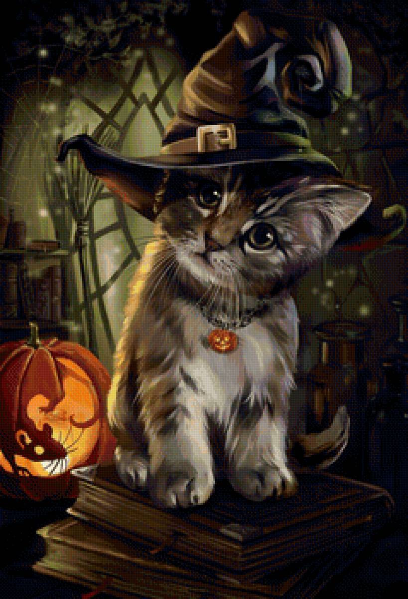 Котик - хэллоуин, животные, рисунок, кот, котик - предпросмотр