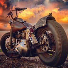 Схема вышивки «Мотоцикл на закате»