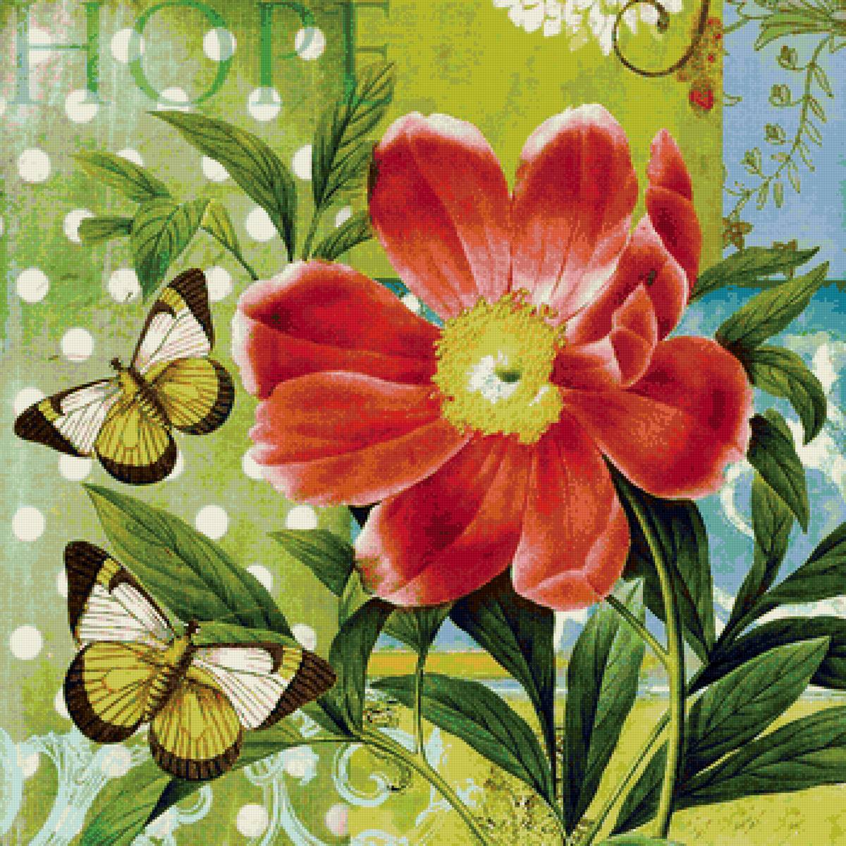 Цветок - рисунок, бабочки, цветок - предпросмотр