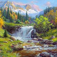 Схема вышивки «Осень в горах /худ. Игорь Прищепа/»