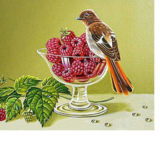 Схема вышивки «Птица и малина»