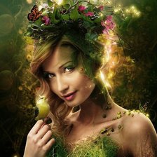 Схема вышивки «Девушка и птичка»