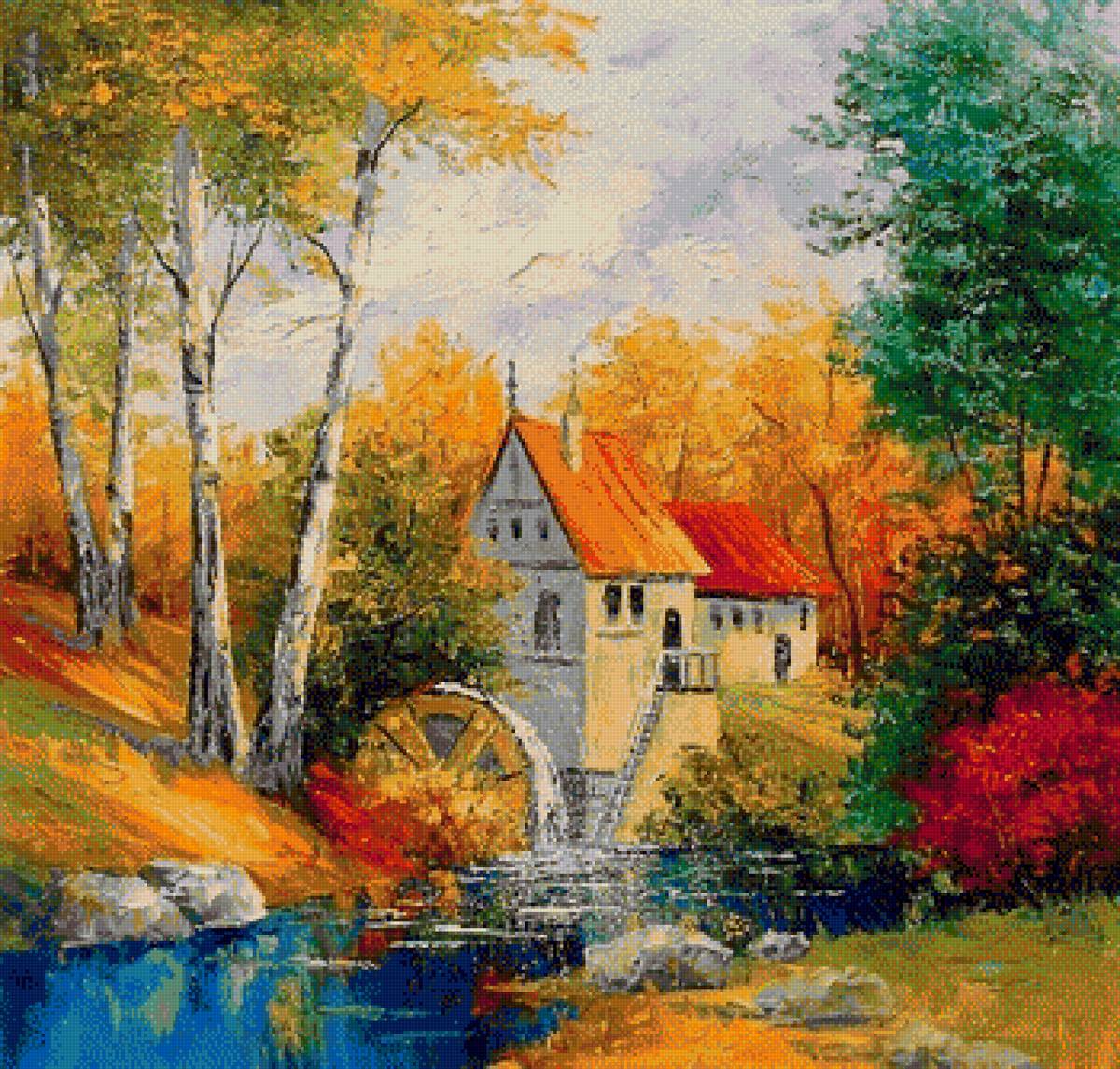 młyn wodny - jesień - предпросмотр