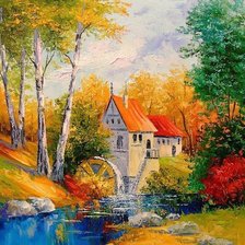 młyn wodny - jesień