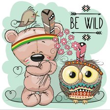 Схема вышивки «мишка и совенок»