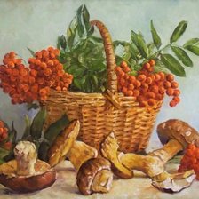 Схема вышивки «рябина и грибы»